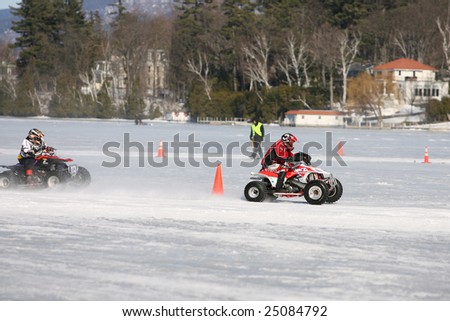 LAKE GEORGE, NEW YORK- FEBRUARY 14: Quad Race on the frozen lake during the 2009 Winter Carnival on February 14, 2009 in Lake George, NY.