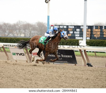 OZONE PARK - APR 4: Fregata with Raymundo D. Fuentes aboard wins the First Race at Aqueduct Race Track April 4, 2008 in Ozone Park, NY.