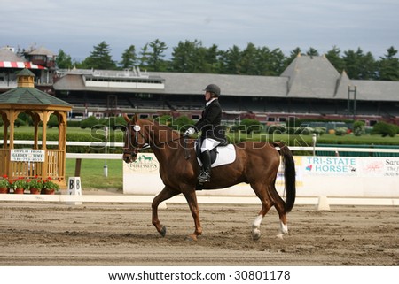 SARATOGA SPRINGS - MAY 23: Beth Engelberth competes on Asterix the Adult Amateur Division at the Dressage May 23, 2009 in Saratoga Springs, NY.