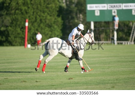 SARATOGA SPRINGS - JULY 10: Number 2 of Buckleigh stops the ball during the opening match of the season at Saratoga Polo Club July 10, 2009 in Saratoga Springs, NY.