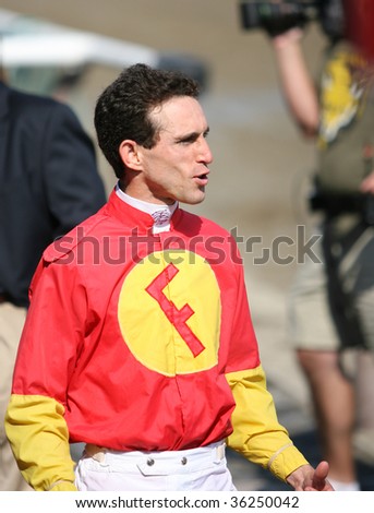 SARATOGA SPRINGS, NY- AUGUST 24: John Velazquez after an award was presented him for the Belmont Season after the 6th race at Saratoga Race Track, August 24, 2009 in Saratoga Springs, NY.