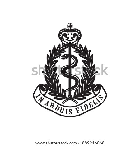 Royal Army Medical Corps or RAMC Badge Retro Black and White

