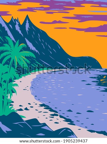National Park of American Samoa Ofu Beach United States Territory WPA Poster Art 
