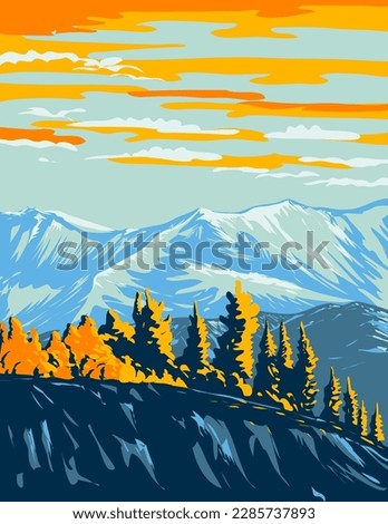 WPA poster art of Vuntut National Park located in northern Yukon in Canada done in works project administration or federal art project style.