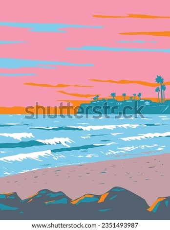 Tourmaline Surfing Park in Pacific Beach San Diego California WPA Poster Art
