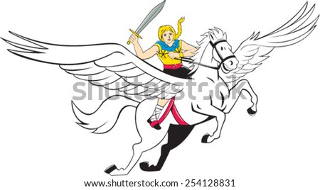 Illustration Of A Valkyrie Of Norse Mythology Female Rider Amazon ...