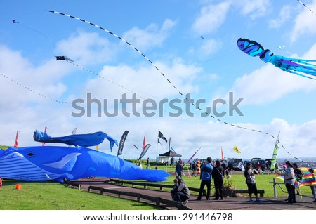 JUN. 28- AUCKLAND: Kites of all forms and sizes fly in the clear sky during the Puketapapa Manu Aute Kite Day at Winstone Park in Mount Roskill, Auckland, Zealand taken on Sunday, June 28, 2015.