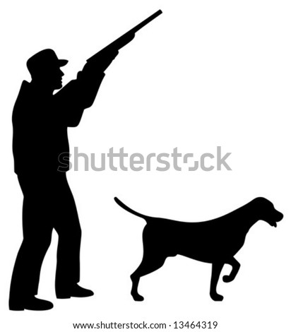 Hunter And His Dog Silhouette Stock Vector 13464319 : Shutterstock