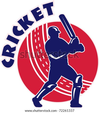 Vector Illustration Of A Cricket Batsman Batting Front View With Ball ...