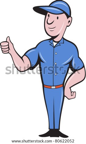 Illustration Of A Repairman Trade Worker With Thumbs Up Cartoon Style ...