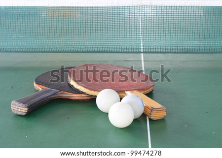 Table tennis ball and net