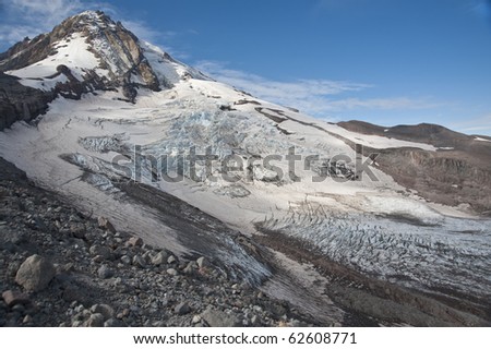 Shrinking glacier on Mt. Hood in Oregon