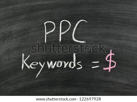 Conceptual of PPC,pay per click written on blackboard