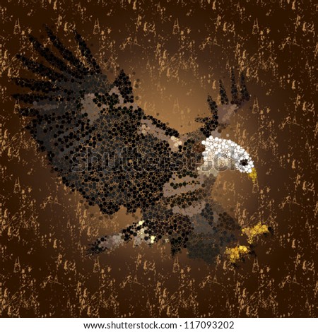 Flying Eagle Vector Illustration Grunge Design - 117093202 : Shutterstock