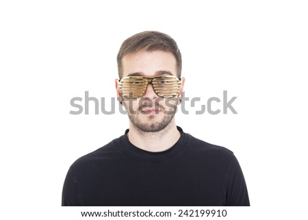 Handsome guy wearing gold glasses