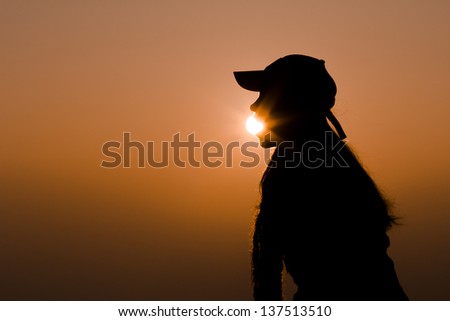 Girl Eating Sun Emotion Concept Silhouette