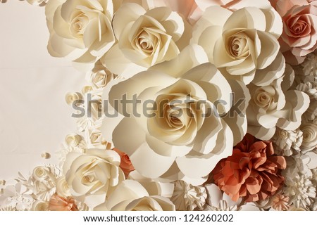 White and orange roses made Ã?Â¢??Ã?Â¢??of paper
