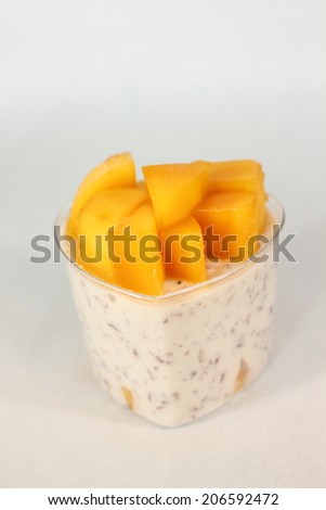 mango mousse in glass