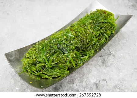 Japanese salad Ã?Â�huka seaweed with sesame seeds, macro closeup.