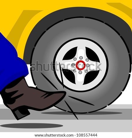 Kick the tire.  An image that explains the shopping experience of buying or testing a new or used vehicle.