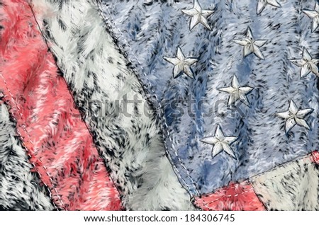 Flag with stars.  A section of the USA flag showing the stars and stripes in an abstract pattern