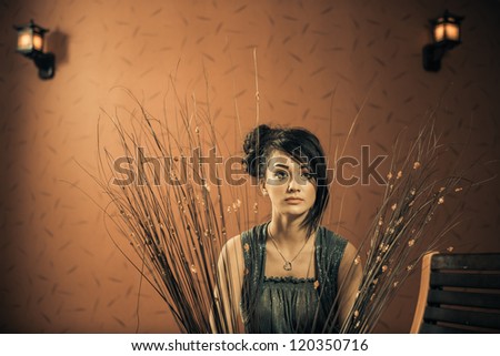 fashionable young woman indoor portrait