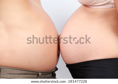 pregnant woman  white background.