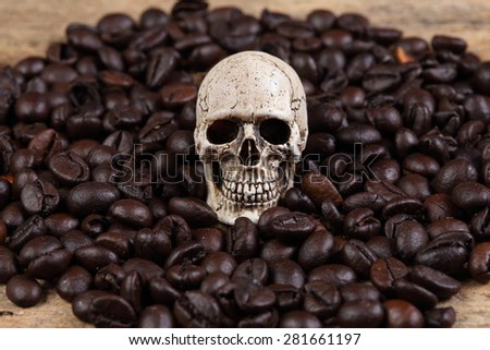 The skull with coffee beans