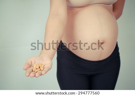 pregnant woman and  medicine vintage color