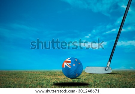 Golf ball New Zealand vintage color.