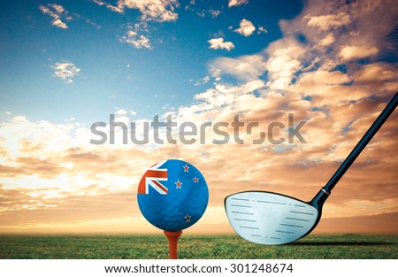 Golf ball New Zealand vintage color.