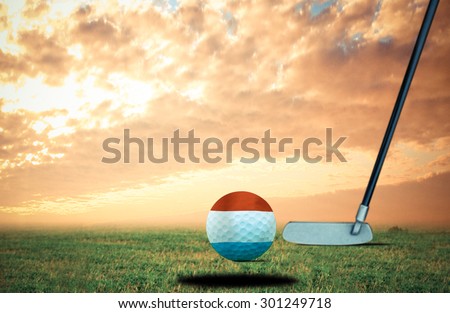 Golf ball Luxembourg vintage color.
