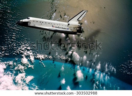 Top view Rockets fly over the air the backdrop parts of the earth. Elements of this image furnished by NASA.