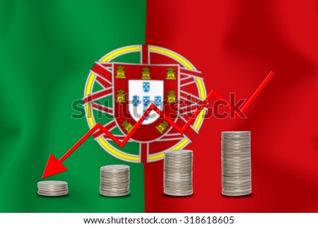The economic going down of the portuguese, with a head shot arrows down from the top medals.