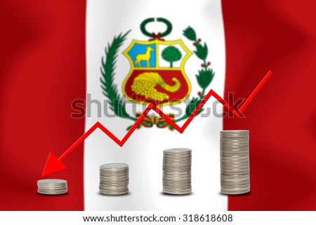 The economic going down of the Peru, with a head shot arrows down from the top medals.