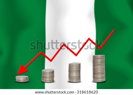 The economic going down of the NIGERIA, with a head shot arrows down from the top medals.