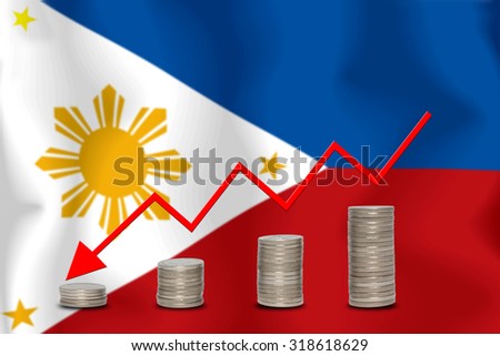 The economic going down of the Philippines, with a head shot arrows down from the top medals.