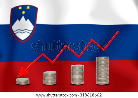 The economic going down of the Slovenia, with a head shot arrows down from the top medals.