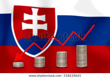 The economic going down of the Slovakia, with a head shot arrows down from the top medals.