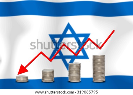 The economic going down of the Israel, with a head shot arrows down from the top medals.