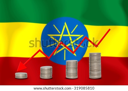 The economic going down of the ETHIOPIA, with a head shot arrows down from the top medals.