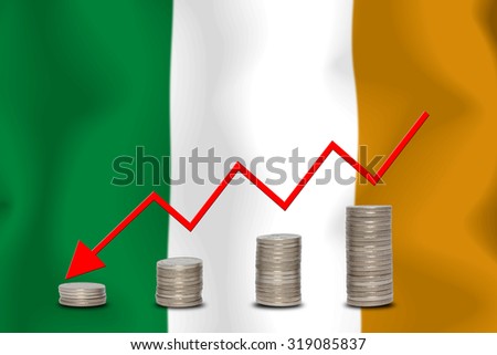 The economic going down of the Ivory Coast, with a head shot arrows down from the top medals.