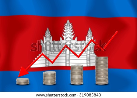 The economic going down of the Cambodia, with a head shot arrows down from the top medals.