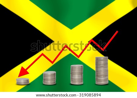 The economic going down of the JAMAICA, with a head shot arrows down from the top medals.