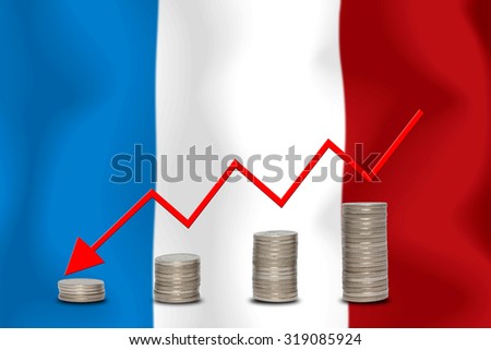 The economic going down of the FRANCE, with a head shot arrows down from the top medals.