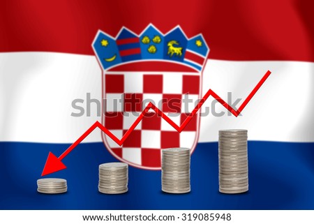 The economic going down of the Croatia, with a head shot arrows down from the top medals.