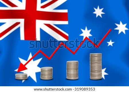 The economic going down of the Australia, with a head shot arrows down from the top medals.