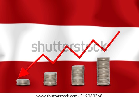 The economic going down of the Austria, with a head shot arrows down from the top medals.