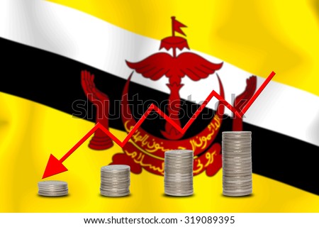 The economic going down of the Brunei, with a head shot arrows down from the top medals.