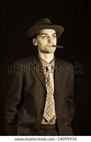 Old Style Photo Of Man In Suit With Cigar - 54099934 : Shutterstock